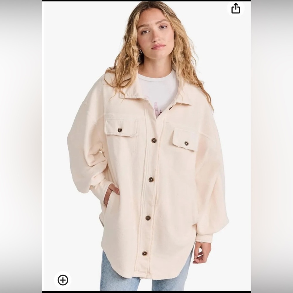 FP2- 🍑 Free People NWOT Champagne Dream Ruby Shacket SZ MD MSRP $128
